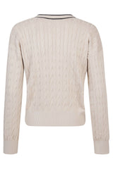 Women's Beige Cable Knit Sweater