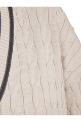 Women's Beige Cable Knit Sweater