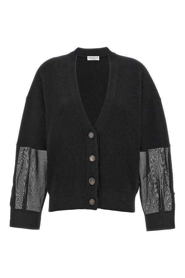 Women's Black Ribbed Cotton Sweater