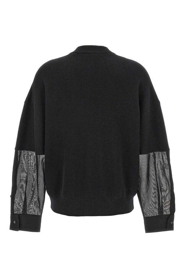Women's Black Ribbed Cotton Sweater
