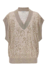 Women's Beige Linen Blend Sweater