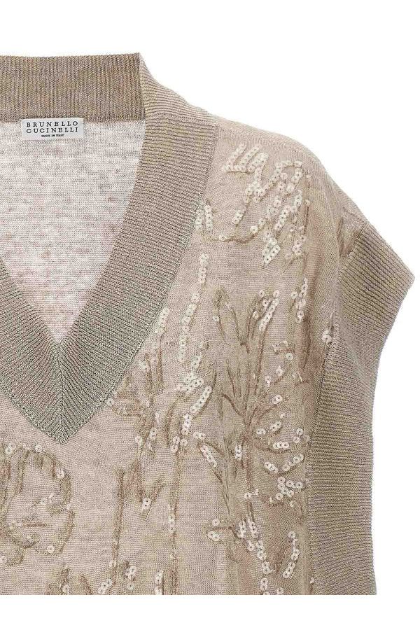 Women's Beige Linen Blend Sweater