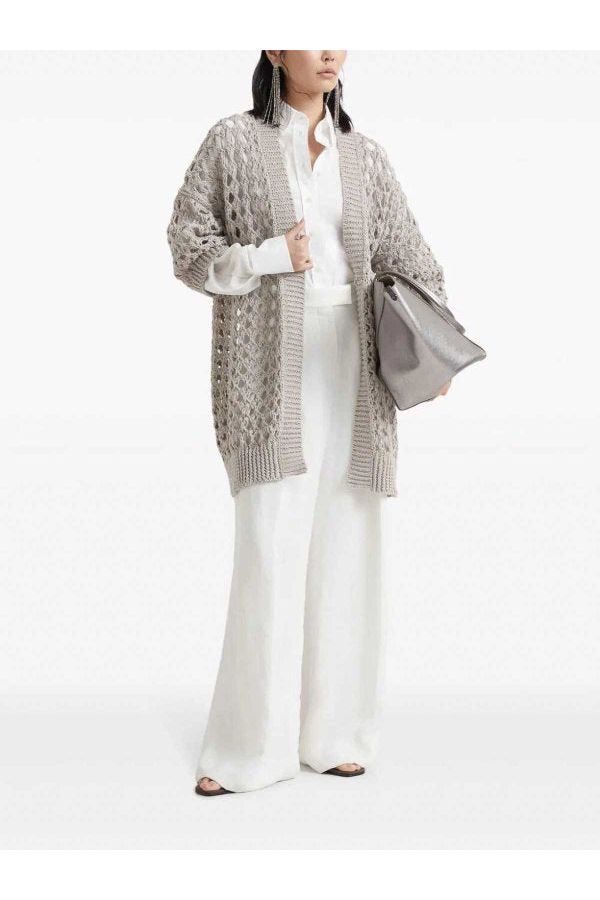Brunello Cucinelli Women's Light Beige Openwork Sweater
