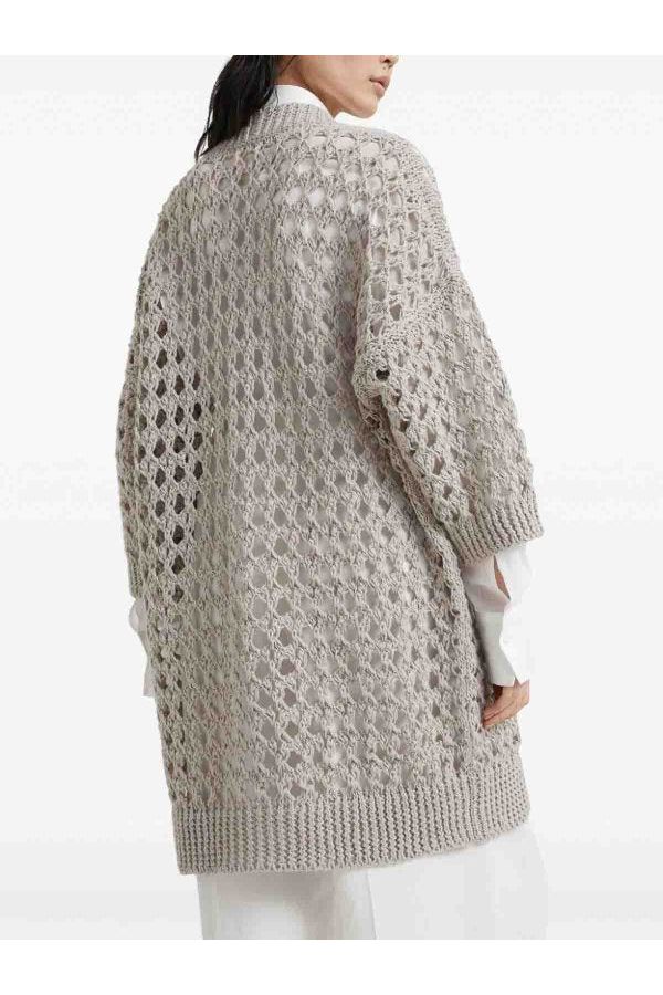 Brunello Cucinelli Women's Light Beige Openwork Sweater