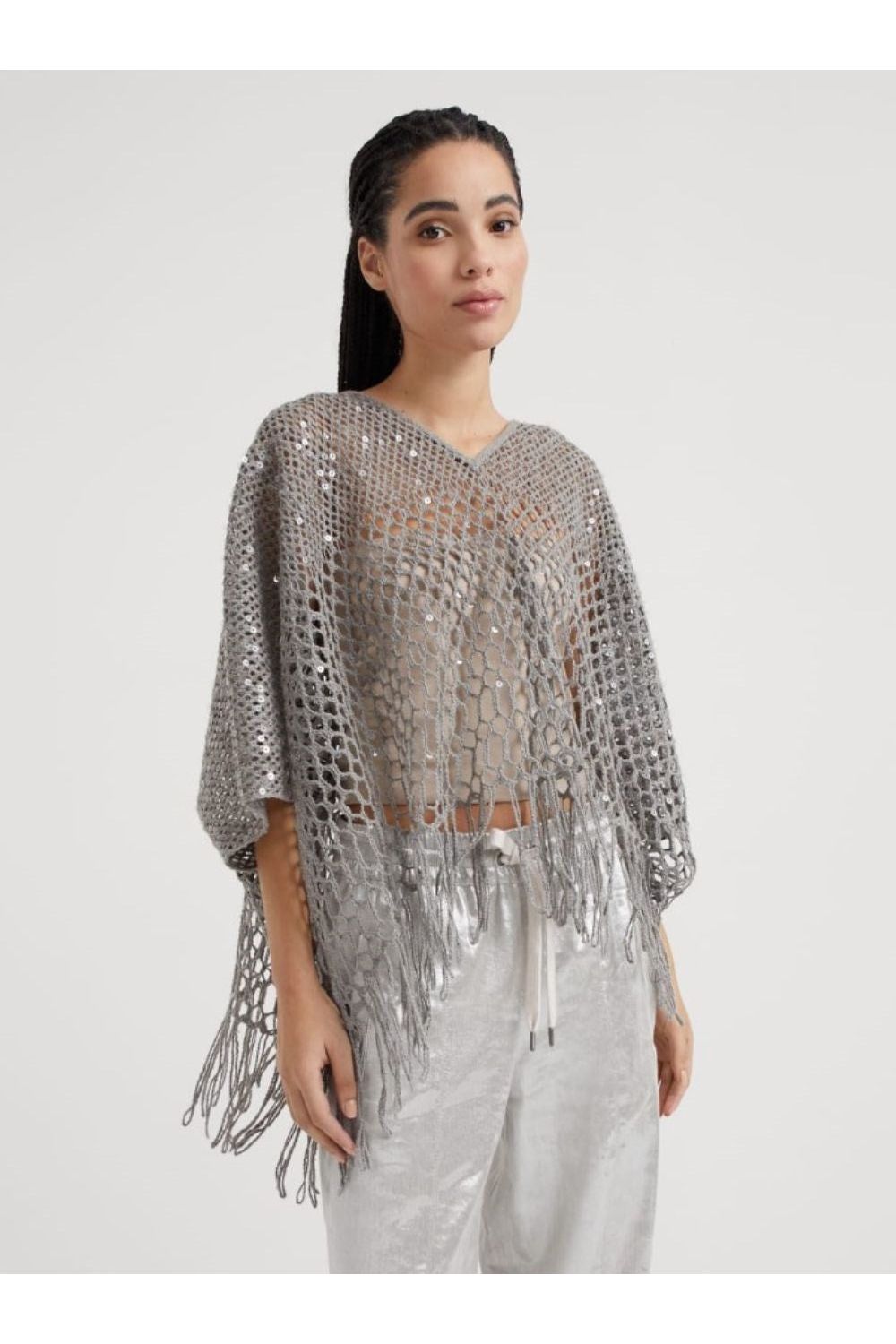 Women's Light Grey Linen Sweater