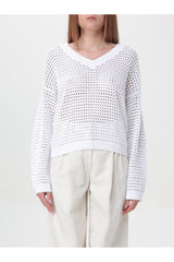 Women's White Openwork Cotton Sweater