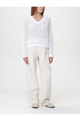 Women's White Openwork Cotton Sweater