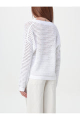 Women's White Openwork Cotton Sweater