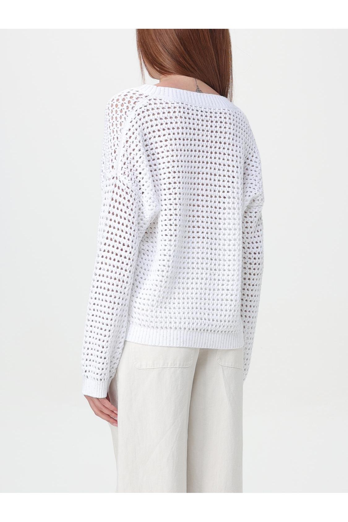 Women's White Openwork Cotton Sweater
