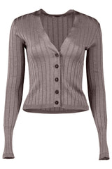 Women's Taupe Silk Blend Sweater