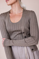Women's Taupe Silk Blend Sweater