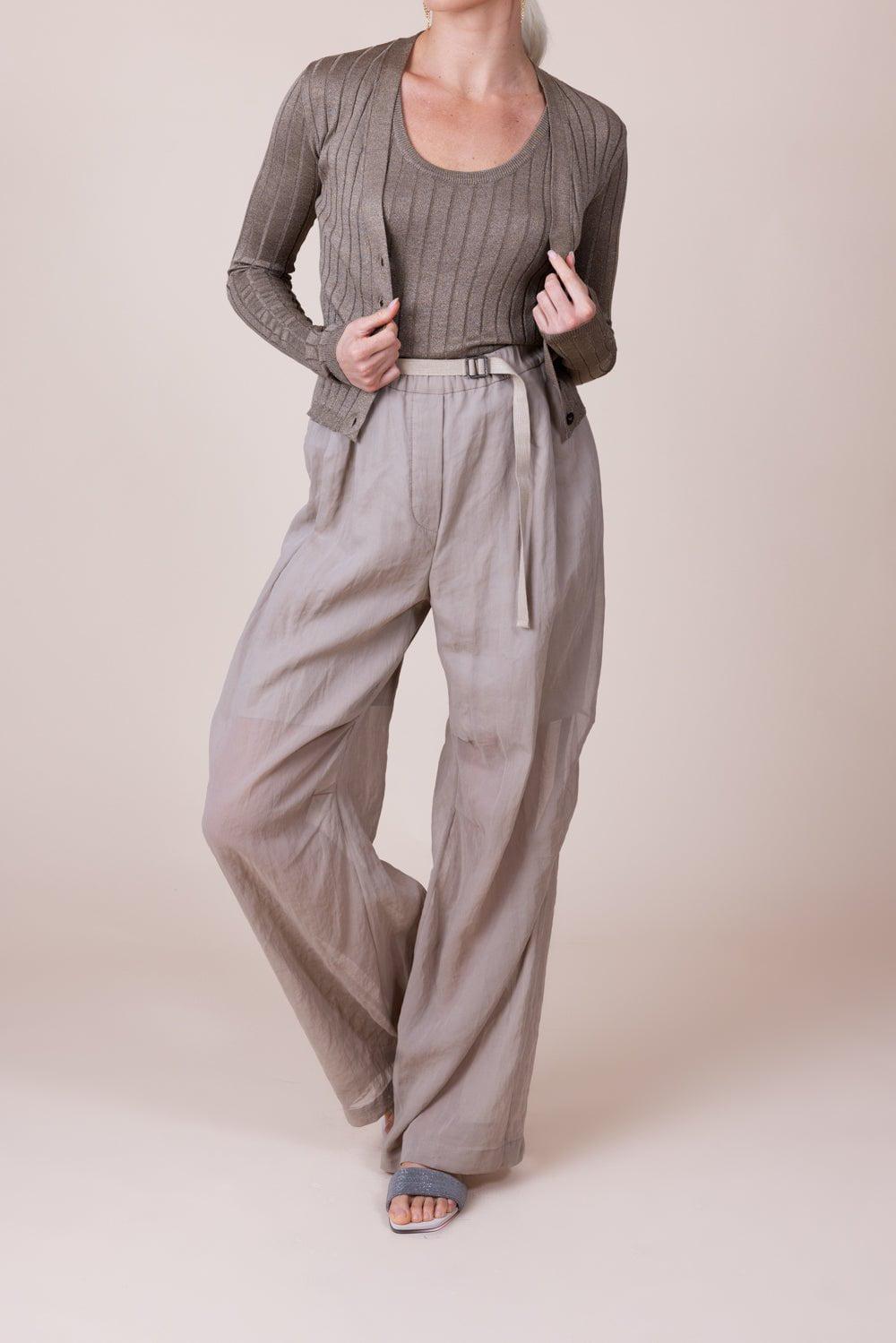 Women's Taupe Silk Blend Sweater