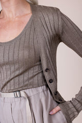 Women's Taupe Silk Blend Sweater