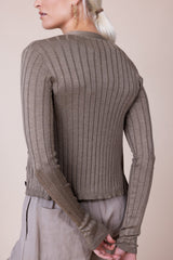 Women's Taupe Silk Blend Sweater