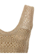 Women's Beige Linen Silk Knit Top