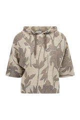 Brunello Cucinelli Women's Beige Floral Linen Silk Sweater
