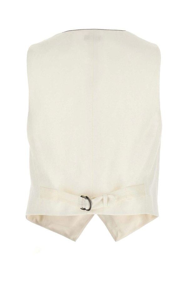 Brunello Cucinelli Women's Off White Linen Blend Vest