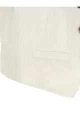 Brunello Cucinelli Women's Off White Linen Blend Vest