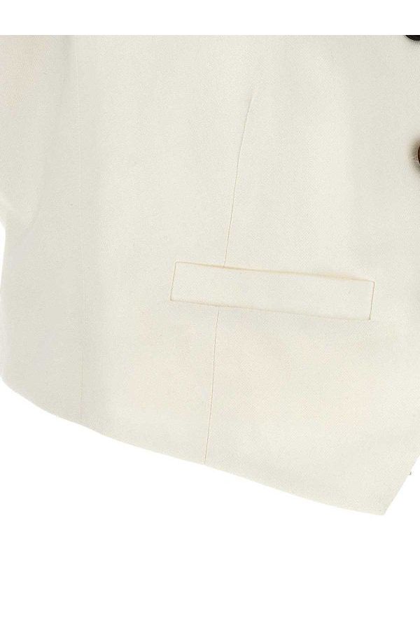 Brunello Cucinelli Women's Off White Linen Blend Vest