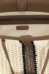 Brunello Cucinelli Women's White Beige Striped Woven Tote Bag