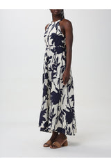 Women's Blue Floral Cotton Halter Dress
