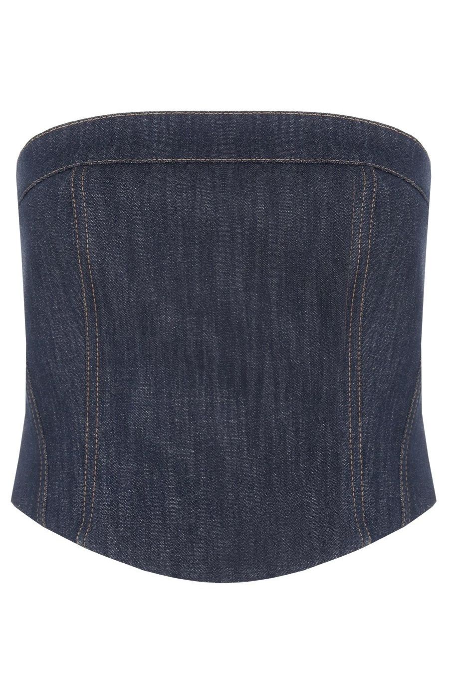 Brunello Cucinelli Women's Blue Cotton Blend Strapless Bustier Top