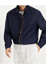 Men's Navy Wool Linen Jacket