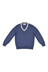 Men's Blue Ribbed Vneck Sweater