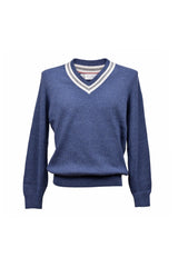 Men's Blue Ribbed Vneck Sweater