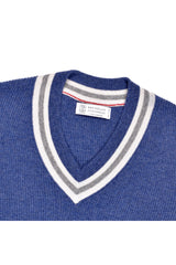 Men's Blue Ribbed Vneck Sweater