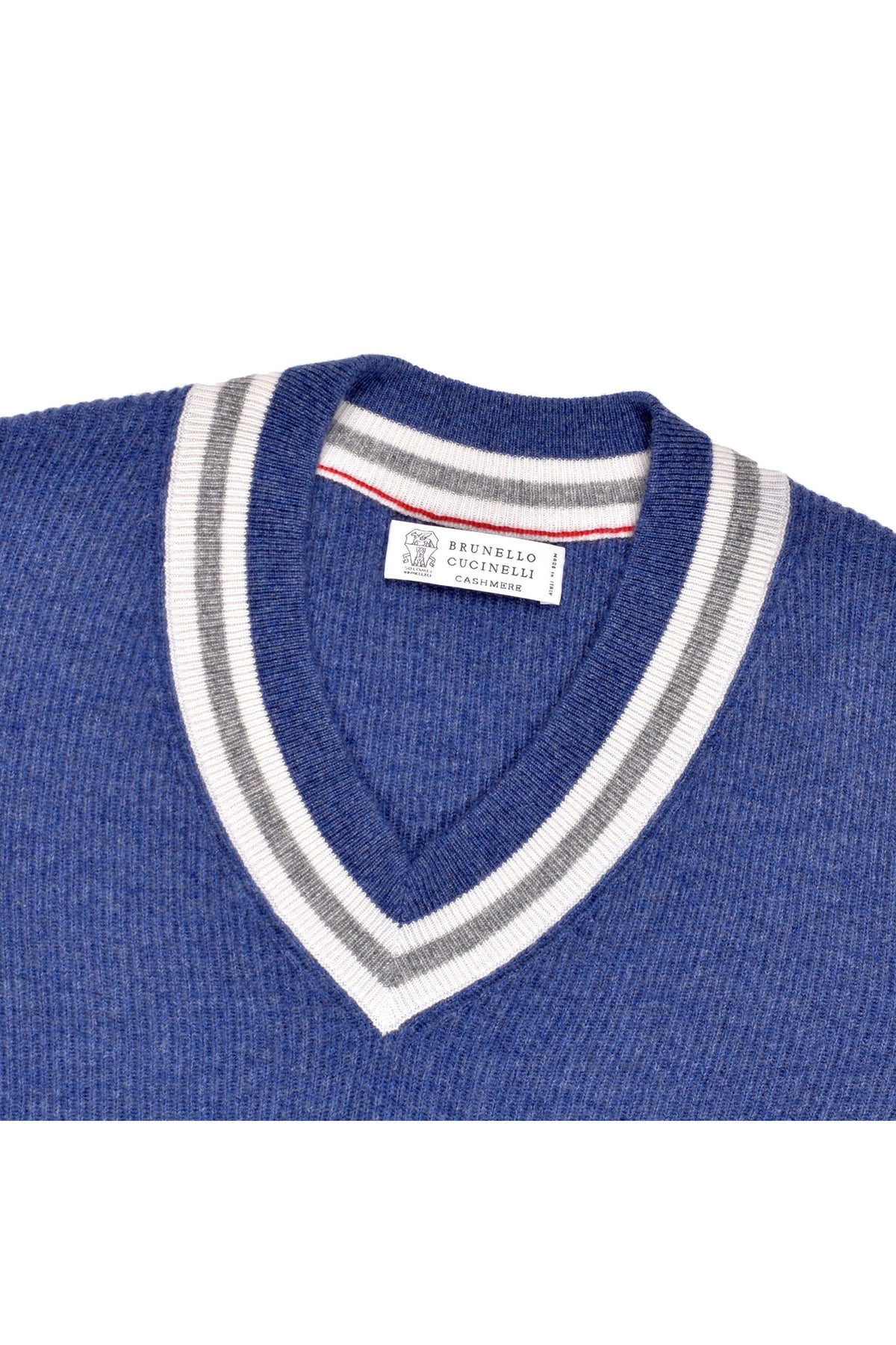 Men's Blue Ribbed Vneck Sweater