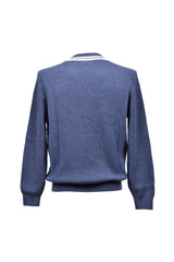 Men's Blue Ribbed Vneck Sweater
