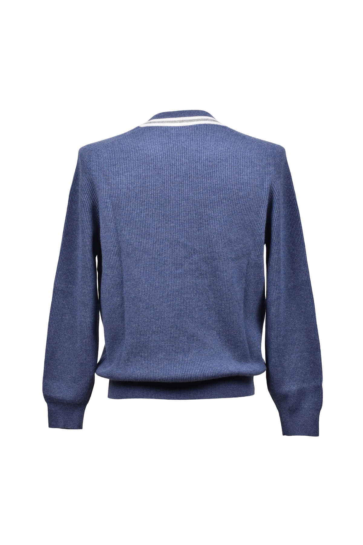 Men's Blue Ribbed Vneck Sweater