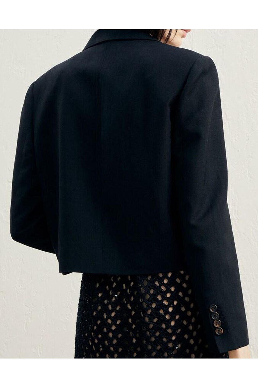 Women's Black Cropped Linen Blazer