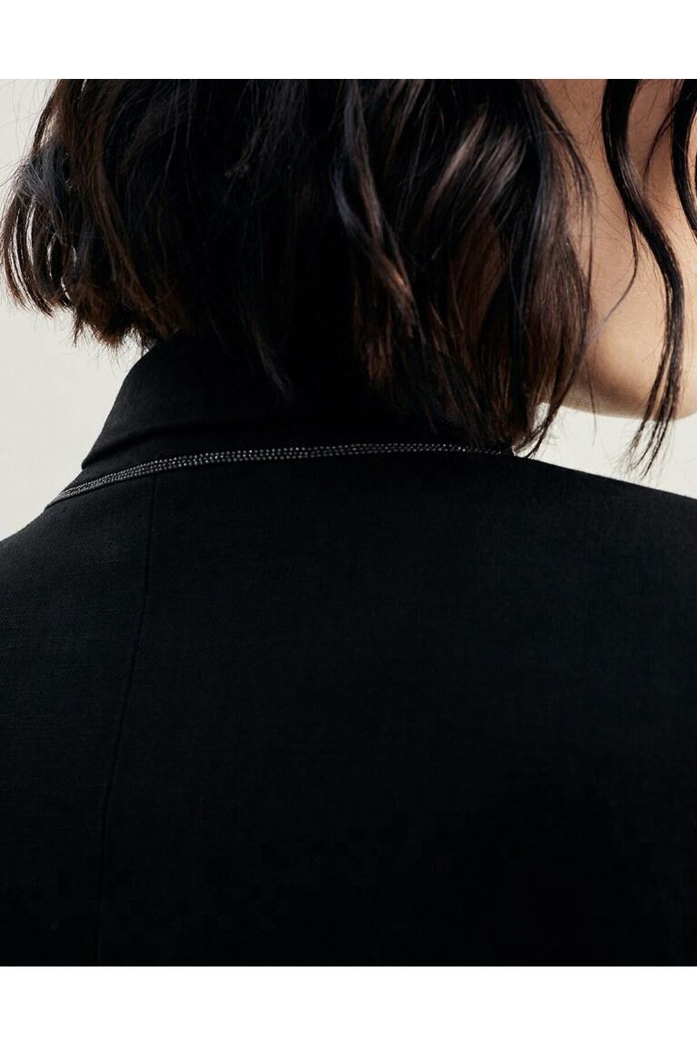 Women's Black Cropped Linen Blazer