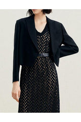 Women's Black Cropped Linen Blazer