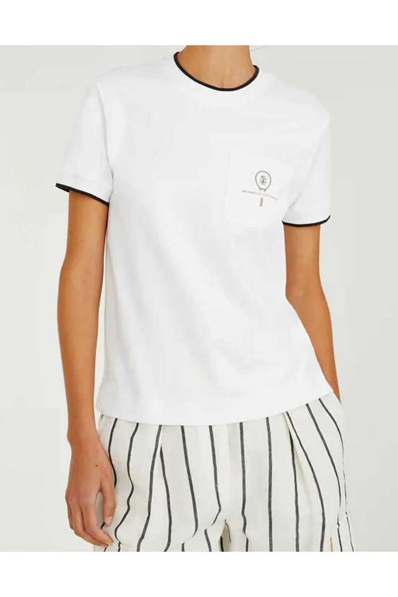 Women's White Cotton Crewneck T Shirt
