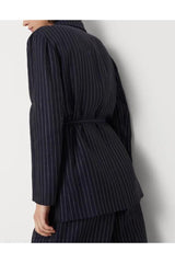 Women's Navy Pinstripe Cotton Jacket