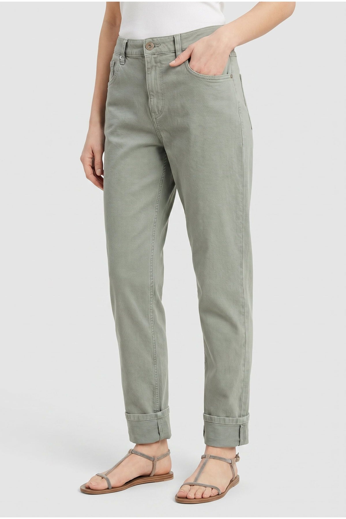 Women's Sage Cotton Relaxed Fit Trousers