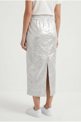 Women's Silver Linen Blend Straight Skirt