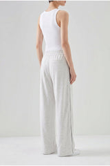 Women's Pearl White Silk Blend Wide Trousers