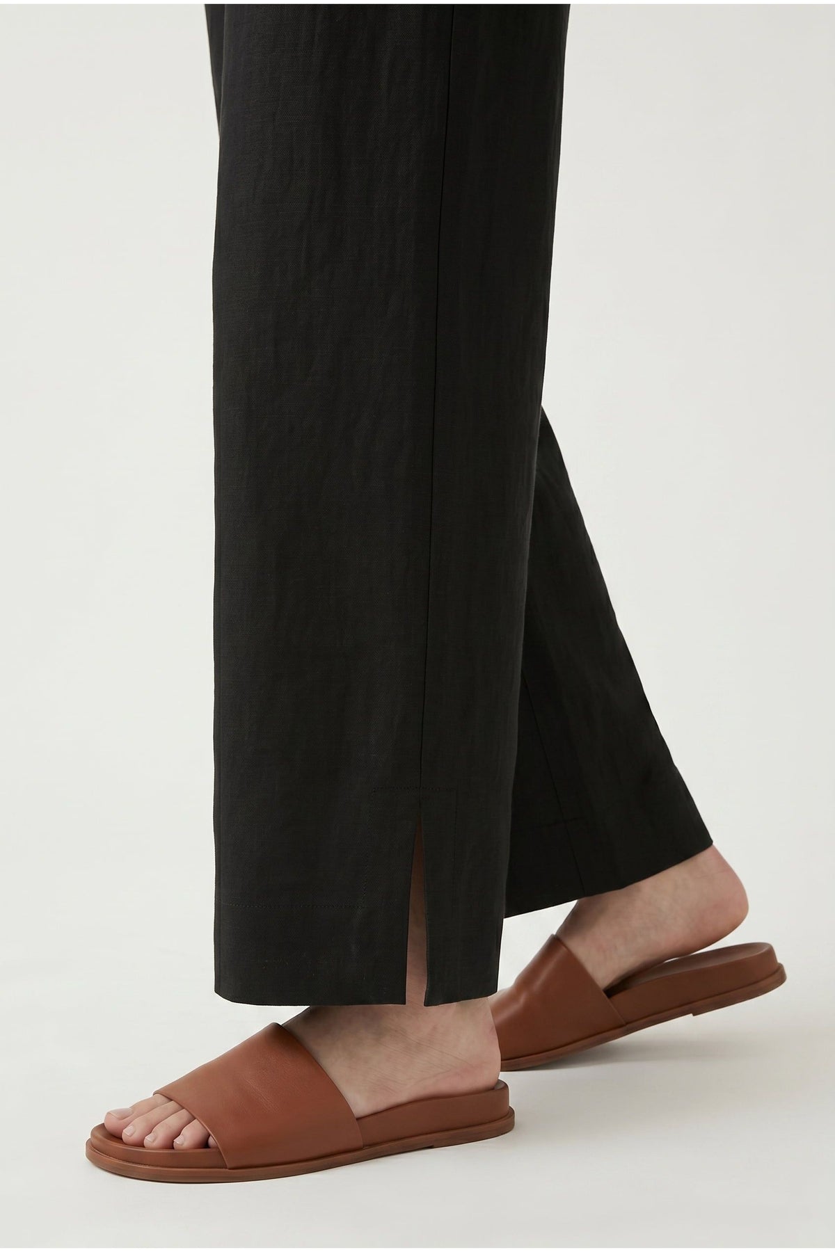 Women's Black Wide Leg Cotton Trousers