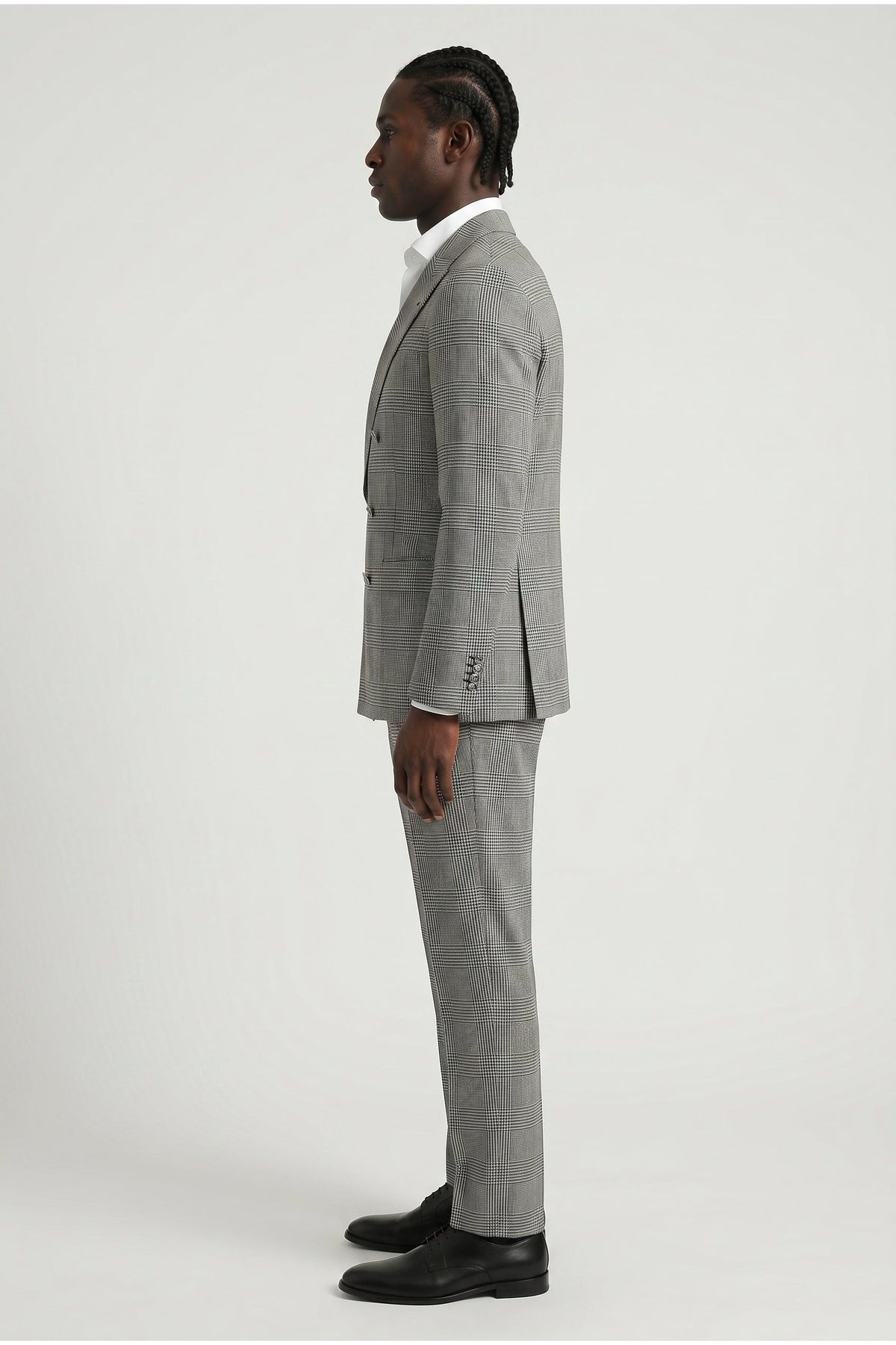 Men's Gray Linen Plaid Suit
