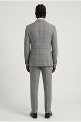 Men's Gray Linen Plaid Suit
