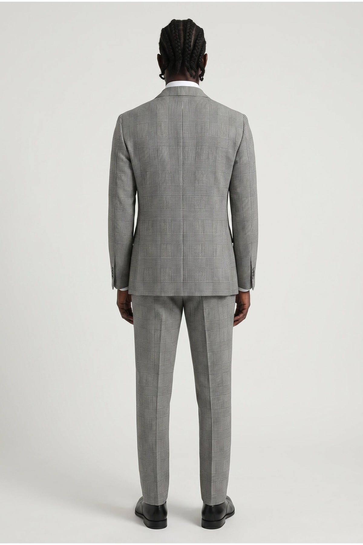 Men's Gray Linen Plaid Suit
