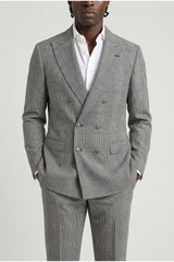 Men's Gray Linen Plaid Suit