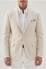 Brunello Cucinelli Men's Sand Linen Wool Tailored Blazer