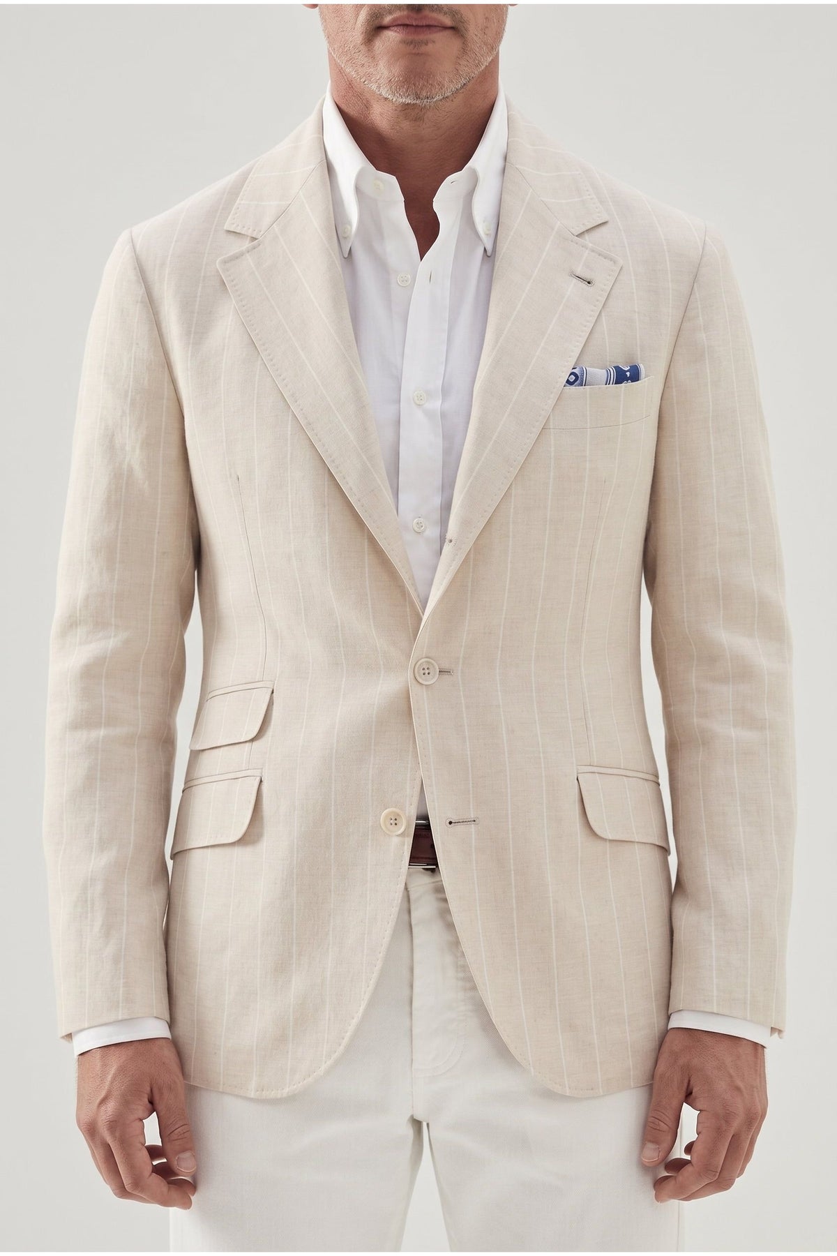Brunello Cucinelli Men's Sand Linen Wool Tailored Blazer