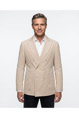 Men's Beige Double Breasted Blazer