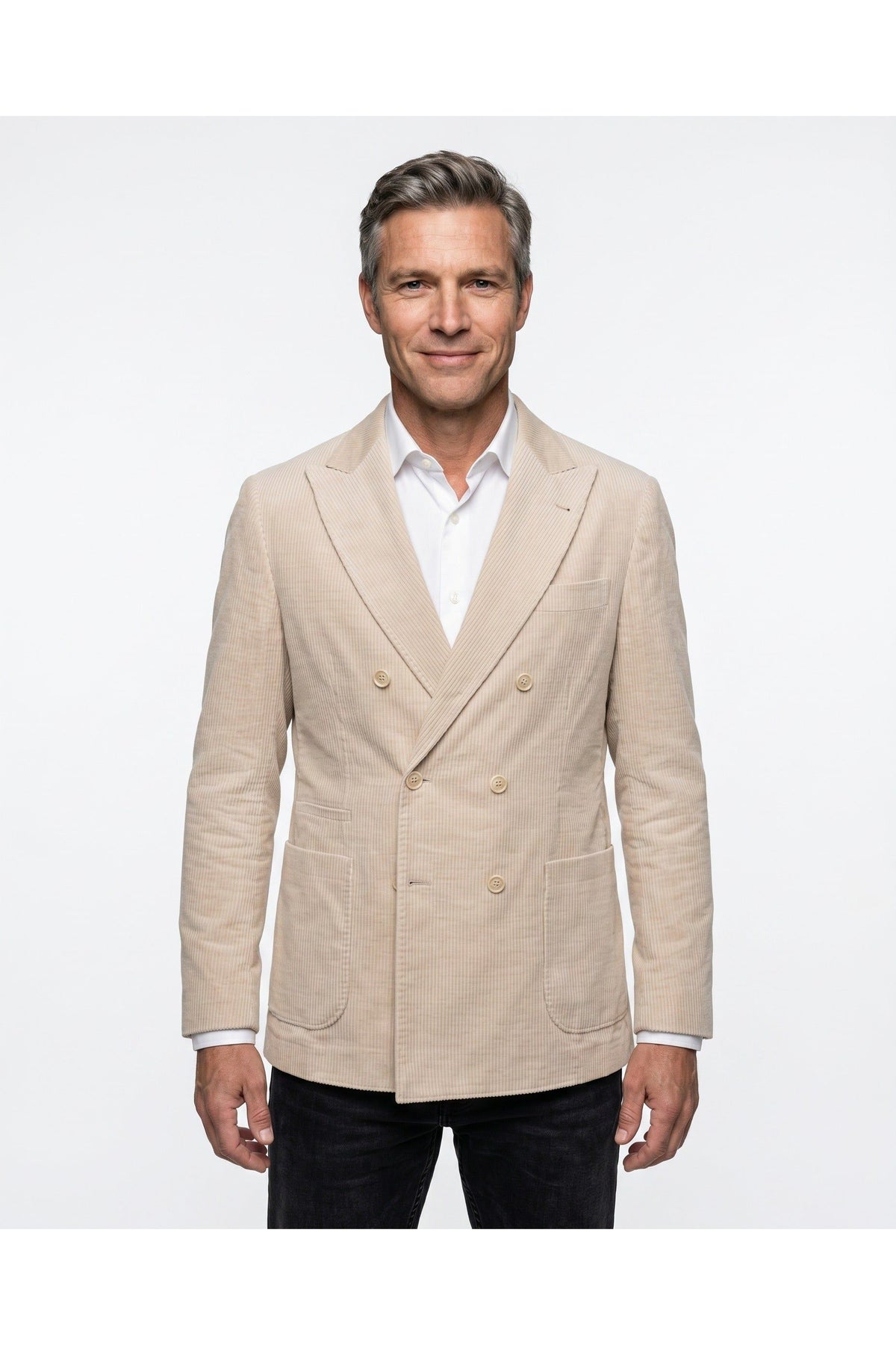 Men's Beige Double Breasted Blazer